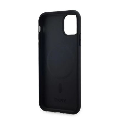 7. Etui DKNY Leather Checkered Mono Pattern MagSafe na iPhone 11 / Xr - czarne