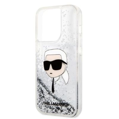 6. Etui Karl Lagerfeld Glitter Karl's Head na iPhone 14 Pro Max - srebrne