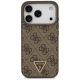3. Etui Guess Leather 4G Triangle Strass MagSafe na iPhone 17 Pro - brązowe