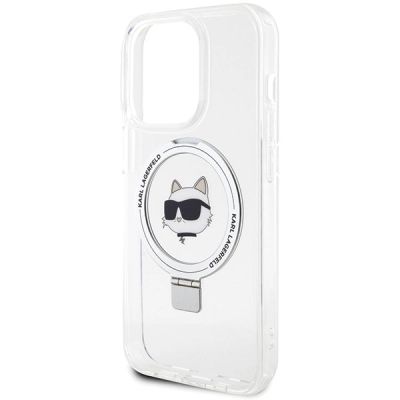 6. Etui Karl Lagerfeld Ring Stand Choupette Head MagSafe do iPhone 15 Pro - białe