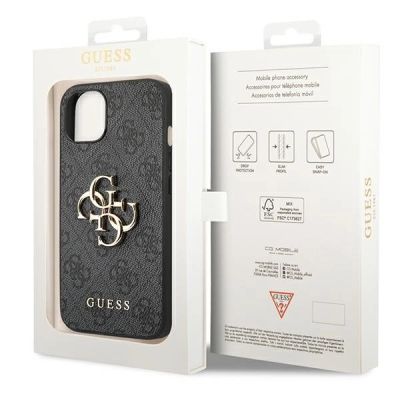 8. Etui Guess 4G Big Metal Logo na iPhone 14 / 15 Plus - szare