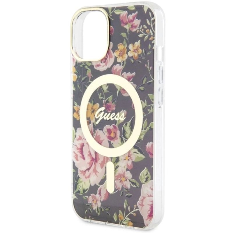 6. Etui Guess Flower MagSafe na iPhone 14 Plus - czarne