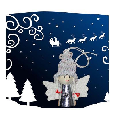 11. ZAWIESZKA ANIOŁEK ŚWIĄTECZNY SREBRNY 7CM