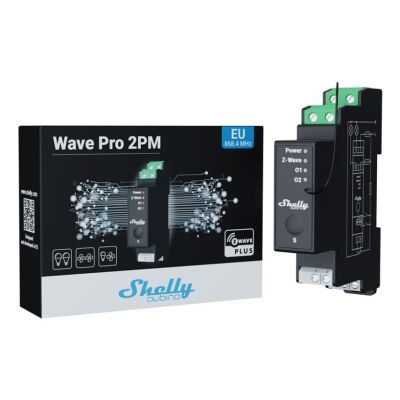 6. Shelly Qubino Wave Pro 2PM? przekaźnik zasilający Czarny