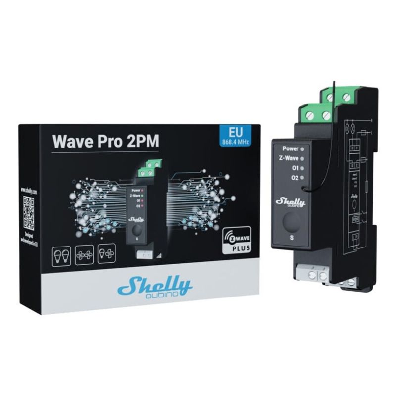 6. Shelly Qubino Wave Pro 2PM? przekaźnik zasilający Czarny