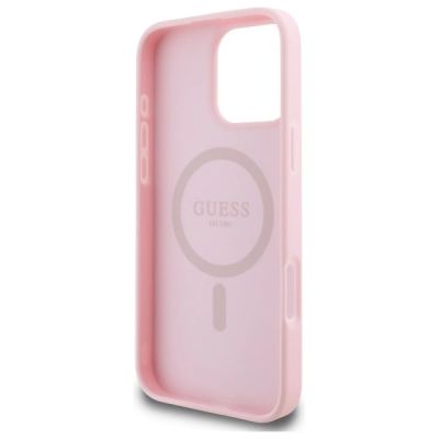 7. Etui Guess Peony Script MagSafe na iPhone 16 Pro Max - różowe