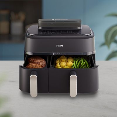2. Philips 5000 series NA551/00 frytkownica Podwójny 9 l Autonomiczny 2750 W Frytkownica na gorące powietrze Czarny, Srebrny