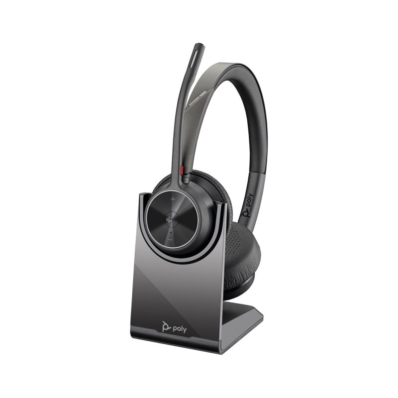 23. POLY Zestaw słuchawkowy Voyager 4320-M z certyfikatem Microsoft Teams + adapter BT700 + stacja ładująca