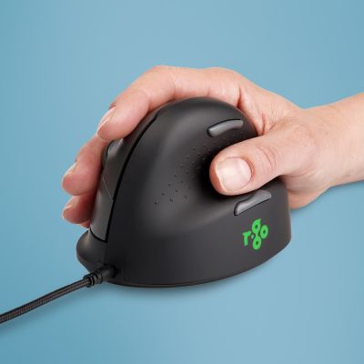 28. Ergonomiczna mysz dla praworęcznych R-Go Pele HE USB duża czarna/srebrna retail