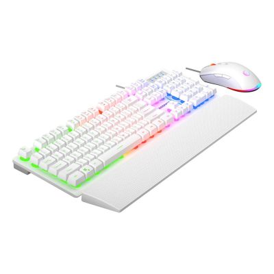 3. RAMPAGE FORTUNA ZESTAW GAMINGOWY KLAWIATURA Z PODKŁADKĄ I MYSZ 12800 DPI WHT