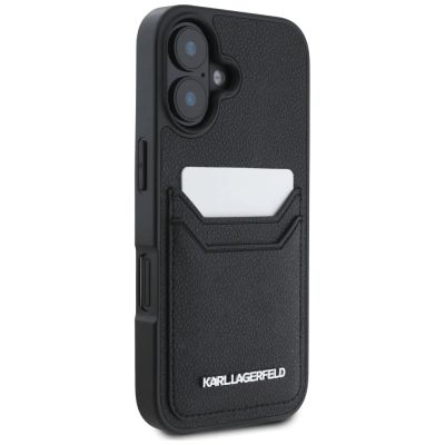 4. Etui Karl Lagerfeld HC Grained PU Cardslot Metal Elong na iPhone 16 - czarne
