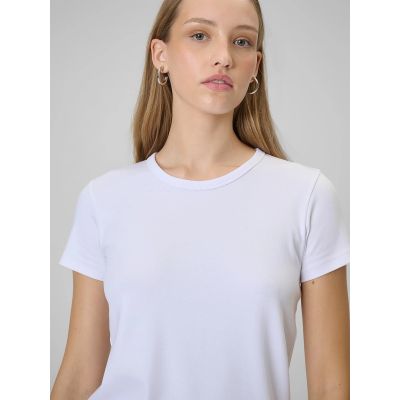 4. T-shirt slim gładki damski 4F 4FRAW25TTSHF3623-10S