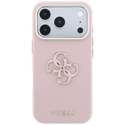 3. Etui Guess Grained & Big Resin Logo na iPhone 18 Pro / 17 Pro - różowe