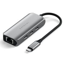 Satechi 4-In-1 USB-C Hub - hub do urządzeń mobilnych USB-C (3x USB-C 3.2 gen2 10Gbps, 2.5 Gigabit Ethernet) (space gray)