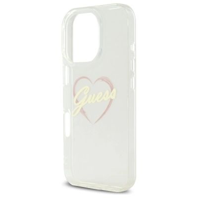 6. Etui Guess IML Heart na iPhone 16 Pro - przezroczyste