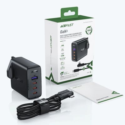 6. Szybka ładowarka GaN UK Acefast A40 100W PD 3x USB-C 1x USB-A - czarna