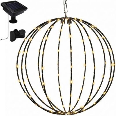 28. LAMPA SOLARNA WISZĄCA KULA 30CM 120 LED CIEPŁY BIAŁY