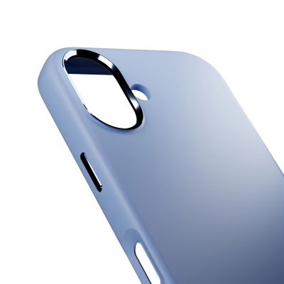 5. Etui silikonowe Puro Icon Mag Pro Liquid Silicone na iPhone 17 kompatybilne z MagSafe, z ochroną aparatu i aluminiowymi przyciskami - niebieskie