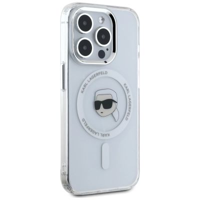 4. Etui Karl Lagerfeld IML Metal Karl Head MagSafe do iPhone 15 Pro Max biały