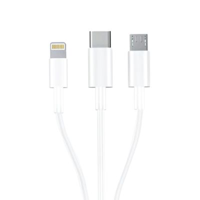 4. Kabel 3mk Cable 3w1 USB-A - micro USB / Lightning / USB-C 1,2m 20V/2.4A 15W - biały