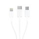 4. Kabel 3mk Cable 3w1 USB-A - micro USB / Lightning / USB-C 1,2m 20V/2.4A 15W - biały