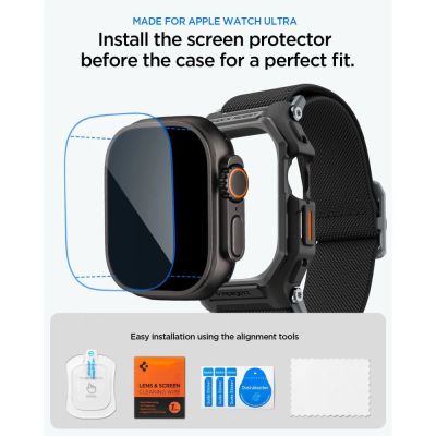 9. Pasek Spigen Lite Fit Pro + Szkło hartowane na wyświetlacz na Apple Watch Ultra 49 mm - czarny
