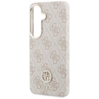 6. Etui Guess 4G Rhinestone Round Logo MagSafe na Samsung Galaxy S26 - różowe