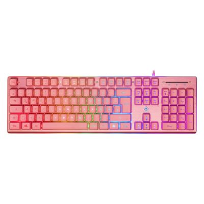 12. Deltaco Gaming GAM-021-RGB-P-DE klawiatura USB QWERTZ Niemiecki Różowy