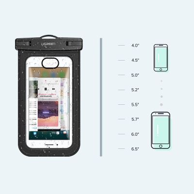 9. Etui Ugreen LP186 60959 wodoodporne IPX8 na smartfon 4-6.5" - czarno-przezroczyste