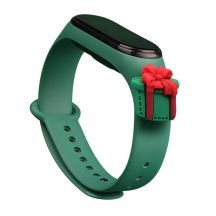 Opaska Strap Xmas do Xiaomi Mi Band 3 / 4 świąteczny silikonowy pasek bransoletka z prezentem - ciemnozielona