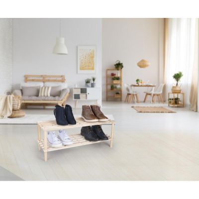 11. PÓŁKI REGAŁ NA BUTY 2 POZIOMY DREWNIANY ALPINA