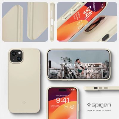 8. Etui Spigen Thin Fit na iPhone 15 Plus - beżowe