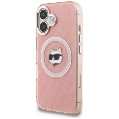 2. Etui Karl Lagerfeld IML Choupette Head Logo MagSafe na iPhone 16 - różowe