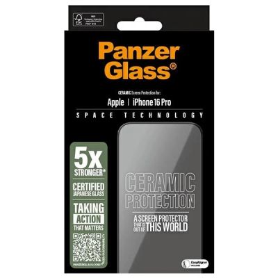 4. Szkło hartowane PanzerGlass Ceramic Screen Protector Ultra-Wide Fit na iPhone 16 Pro