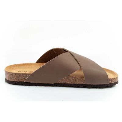 4. Bio Bio buty laczki męskie klapki profilowane skóra naturalna brązowe