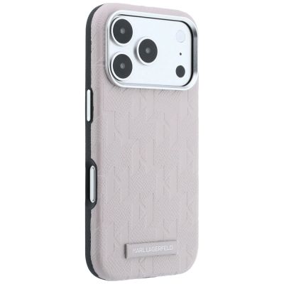 4. Etui Karl Lagerfeld Grained Mono Resin Logo MagSafe na iPhone 17 Pro / 18 Pro - różowe