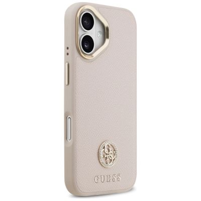 4. Etui Guess Grained Strass Logo MagSafe na iPhone 17 - różowe