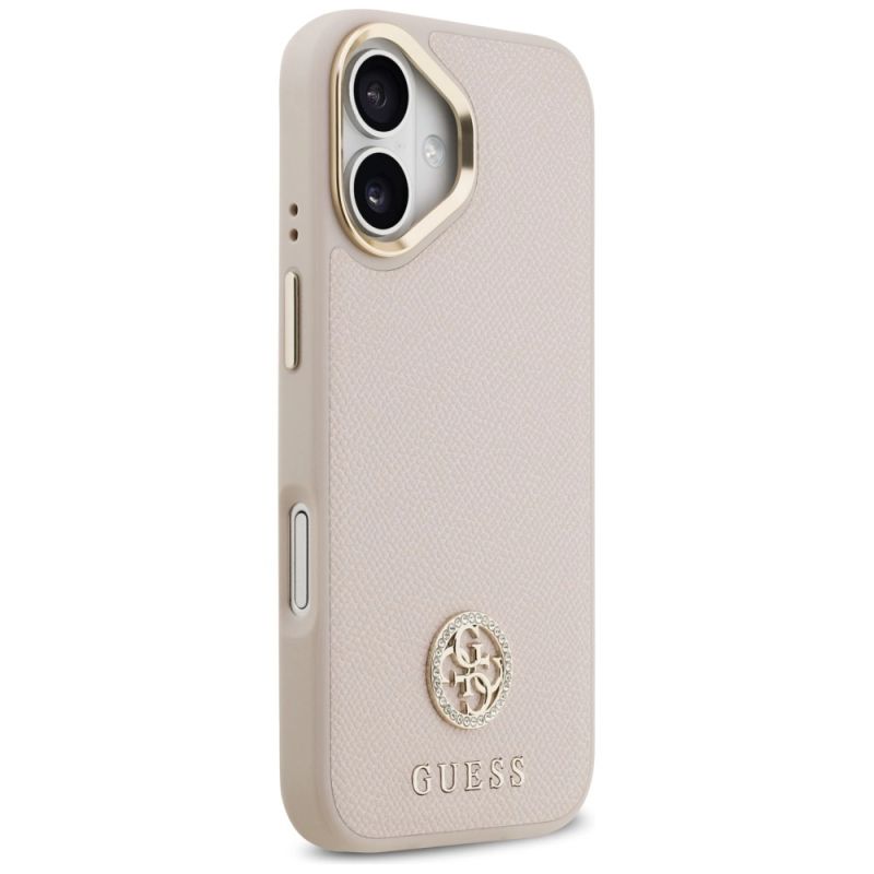 4. Etui Guess Grained Strass Logo MagSafe na iPhone 17 - różowe