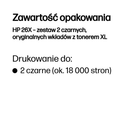 57. HP 26X – zestaw 2 czarnych, oryginalnych wkładów z tonerem XL