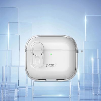 6. Etui Tech-Protect Slim Hook na AirPods 4 - przezroczyste