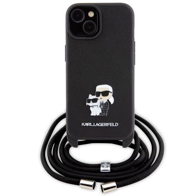 2. Etui Karl Lagerfeld Crossbody Saffiano Metal Pin Karl&Choupette na iPhone 15 - czarne