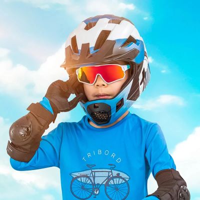 3. Okulary rowerowe Rockbros 14110009003 polaryzacyjne dla dzieci 8-14 lat - zielono-białe