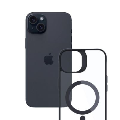 10. Etui 3mk Satin Armor MagCase z MagSafe na iPhone 15 - przezroczyste z czarną ramką