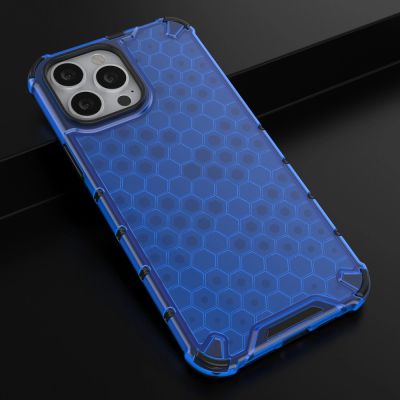14. Honeycomb etui pancerny pokrowiec z żelową ramką iPhone 13 Pro Max niebieski