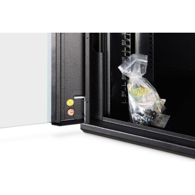 26. Szafa sieciowa wisząca DYNAmic 19" 9U rack 600x450, drzwi szyba, czarny, niedzielona, złożona, 60kg