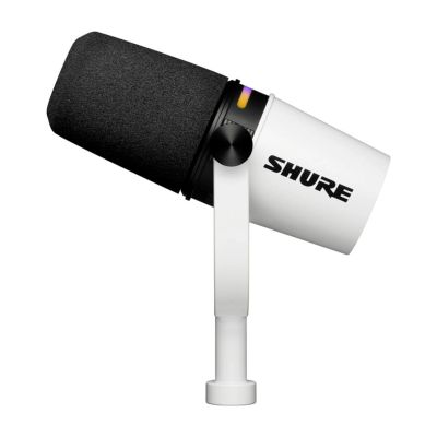 2. Shure MV7+-W - Mikrofon lektorski/wokalny ze złączem XLR/USB-C Biały