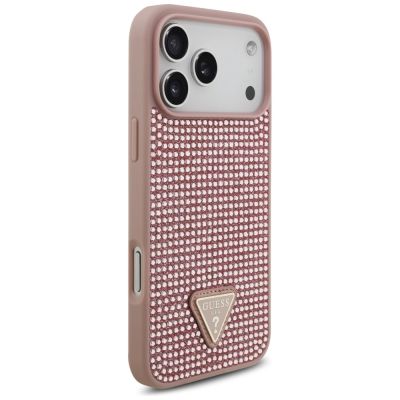 4. Etui Guess Rhinestone Triangle Logo na iPhone 17 Pro Max - różowe
