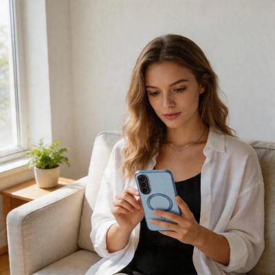 5. Etui Tech-Protect MagFlex MagSafe na Samsung Galaxy A57 5G - przezroczysto-niebieskie