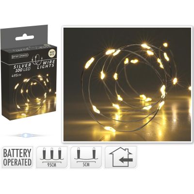 20. LAMPKI DRUCIKI NA BATERIE GIRLANDA 100 LED CIEPŁY BIAŁY