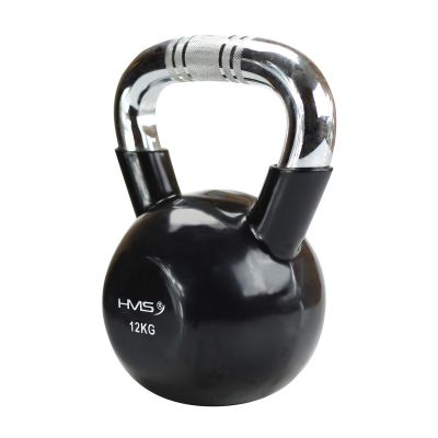 37. Kettlebell żeliwny uchwyt chrom radełkowany HMS KTC12 BLACK 